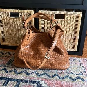Valentina: Genuine Leather Woven Knot Tote Bag - Made in Italy